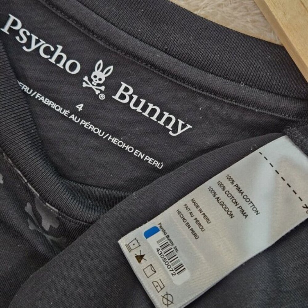 Psycho Bunny Shirt 100% Pima Cotton Long Sleeve Big Logo Graphic Print Mens Sz 4 - Picture 8 of 10